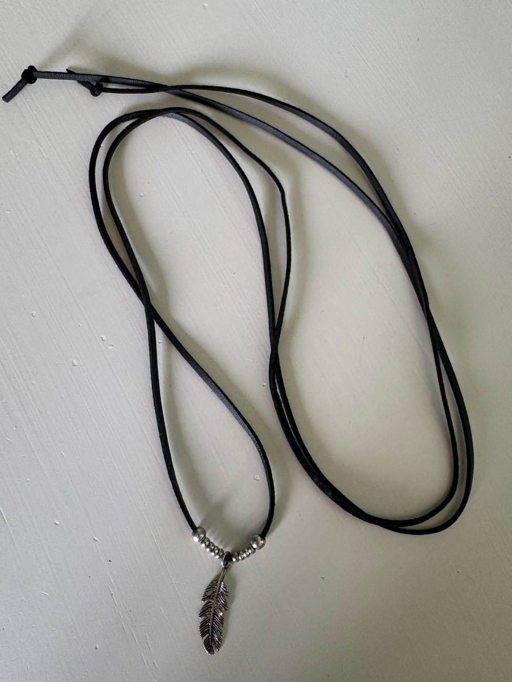 Sparkling Sage Plated Suede Feather
Charm 48in Choker